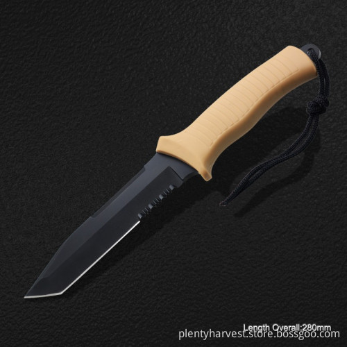 Fixed-Blade Knife with Rubber Handle (#3776)
